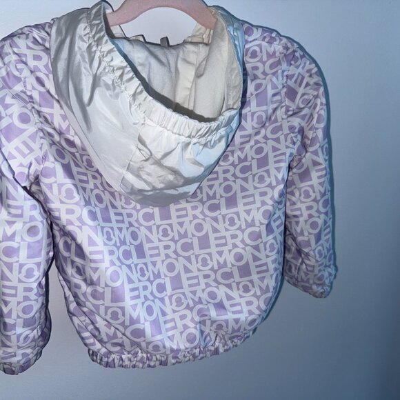 Moncler Kids Girls Logo Hooded Jacket – Size 3A (Toddler) – Lilac/White - Picture 3 of 12